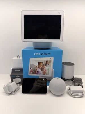 Amazon Echo Show 10 3rd Gen Glacier White Smart Home Bundle Alexa Smart Speakers - Image 1 of 4