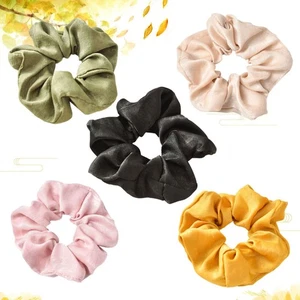  5 Stück Glänzende Pferdeschwanz Halter Boho Haargummis für Frauen Einfarbig Seil - Bild 1 von 12
