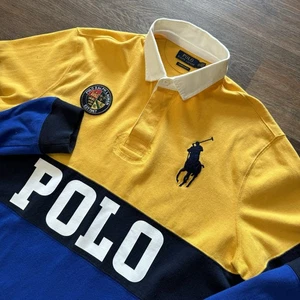 Polo Ralph Lauren Long Sleeve Rugby Shirt Big Pony Patch Preppy Sz XXL Preppy - Picture 1 of 11