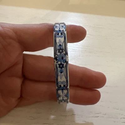 Signed MICHAELA FREY Bangle Bracelet Enamel Art Deco Pattern VINTAGE Austria - Image 1 of 4