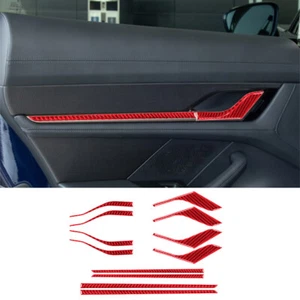 12×Red Carbon Fiber Interior Door Handle Panel Trim For Porsche Taycan 2019-2022 - Picture 1 of 11