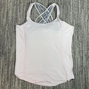 Lululemon Top Women's 8 Wild Tank Pink Gray Stripe Gym Yoga - Picture 1 of 10