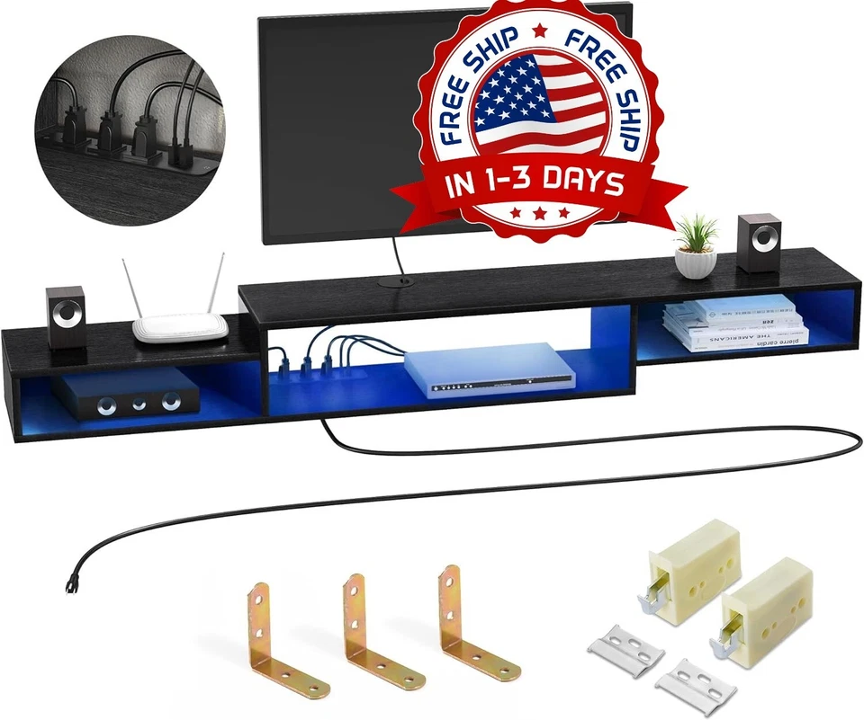 Soporte flotante para TV de 71 pulgadas con toma de corriente LED moderno US NEW - Image 1 of 4