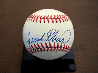 FRANK ROBINSON 2 X TC REDS ORIOLES HOF SIGNED AUTO VINTAGE OAL BASEBALL JSA - Image 1 of 3