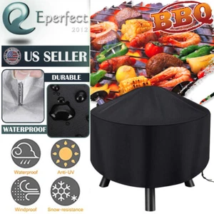30 inch Patio Round Fire Pit Cover Waterproof Outdoor BBQ Gas Grill UV Protector - Picture 1 of 8