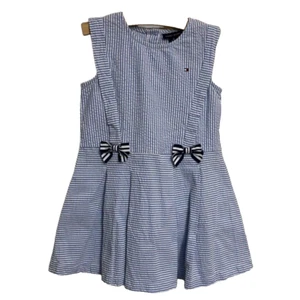 Tommy Hilfiger Blue Seersucker Dress Sleeveless Girls Size 6 Cotton - Picture 1 of 5