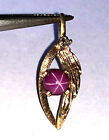 14K Yellow Solid Gold Synthetic Star Pink Sapphire Diamond Ladies Charm Pendant