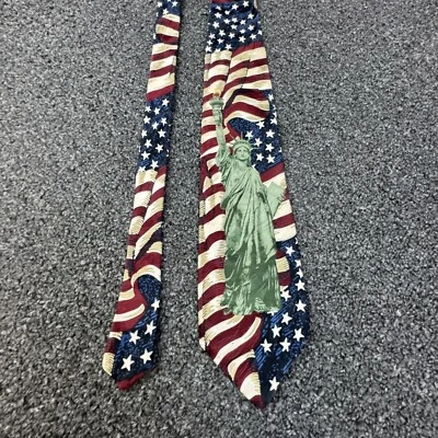 Vtg Statue Of Liberty American 100% Silk Neck Tie 4th Of July Standard Size 56” - Image 1 of 4