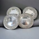 Set of 4 Sterling Silver Floral Side Plates by S. Kirk & Son