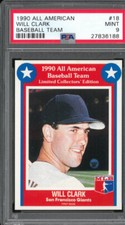PSA 9 MINT 1990 ALL AMERICAN WILL CLARK #18 GIANTS BASEBALL TEAM 36188 B187