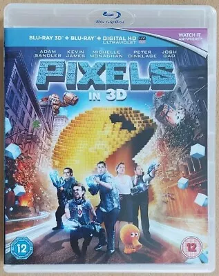 PIXELS (3D BLU-RAY & BLU-RAY, 2015) STARRING ADAM SANDLER *VGC & REGION FREE* - Image 1 of 2