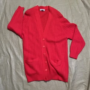 Vtg David Hollis Women’s Lambswool/angora Cardigan Sweater Red Button Grannycore - Picture 1 of 8