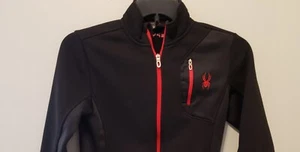 Spyder Jacket Youth Medium Black Red Waffle Knit Full Zip Coat Kids Medium 10-12 - Picture 1 of 6