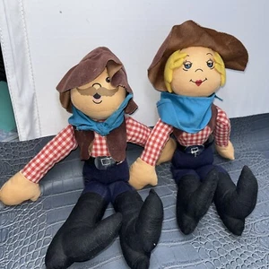 Vintage 1993 Angelitos Original Cowboy & Cowgirl Handmade Plush Set 12” Tall - Picture 1 of 15