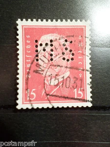 ALLEMAGNE EMPIRE GERMANY 1928-32, timbre perforé 405, oblitéré, PERFIN STAMP AC - Imagen 1 de 2