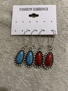 Fashion Turquoise & Red Stone Sets Boho Style - Picture 1 of 2