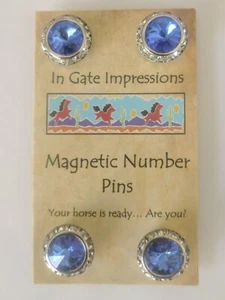 SAPPHIRE Magnetic number pins horse show number magnets Rivoli Crystals - Picture 1 of 1