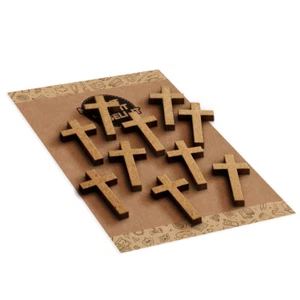 10 Pack - Crucifix Cross Wooden Embellishments for Crafting (43mm) - Picture 1 of 2