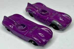 (2) Vintage 1960s Tootsie Toy DieCast Metal Car D Type Jaguar Purple Collectible - Picture 1 of 12