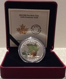 Moneda de plata pura 2016 caracol veneciano de vidrio de Murano Little Creatures de 20 USD Canadá - Imagen 1 de 5