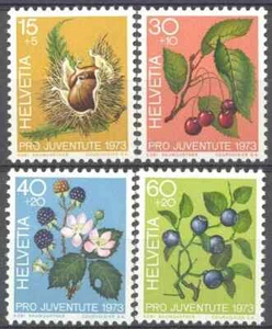 Suiza 1973 Yvert 943/46 Pro Juventud Frutas Plantas MNH VF - Imagen 1 de 1
