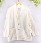 Madewell Women's Cotton Linen Relaxed Long Sleeves Off White Blazer Sz M