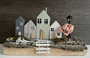 Deko Aufsteller LED Holz Haus Dorf Village Stadt Rar Shabby Vintage Unikat *2 - Bild 1 von 6