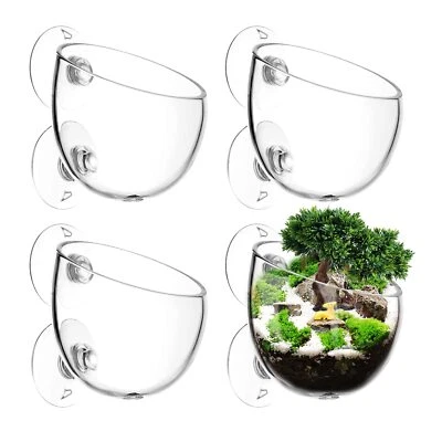 AIMEKE 4 Stück Wasserpflanzentopf Aquarium Deko Kristallglas Glas Cup Pflanzenhalter