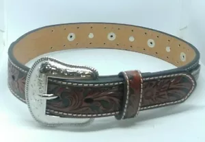 Nocona Boy's Black Belt With Studs And Tooling Style-N4431267 - Picture 1 of 5