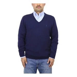 *DEFECTO MENOR* Suéter Polo Ralph Lauren Merino Lana Cuello en V - Azul marino - Tamaño: Grande - Imagen 1 de 5