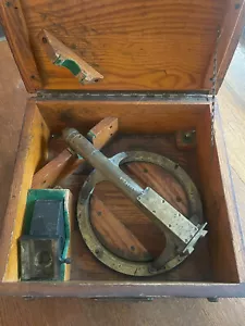 Antique U S NAVY TELESCOPIC ALIDADE MARK II Mod 2 Wood Box World War Brass - Picture 1 of 15