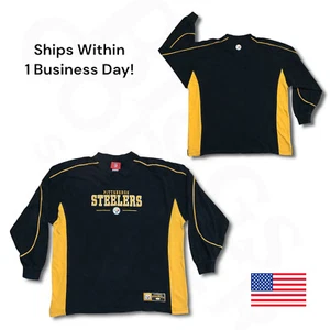 Vintage Pittsburgh Steelers Shirt Men's XL Black Yellow Embroidered Long Sleeve - Picture 1 of 11