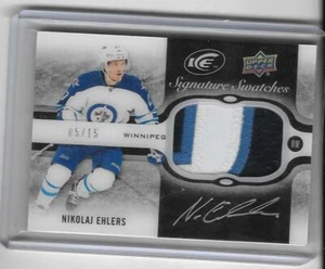 NIKOLAJ EHLERS 2015/16 UPPER DECK ICE ROOKIE 3 COLOR PATCH AUTOGRAPH AUTO #5/15 - Picture 1 of 1
