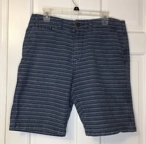 LUCKY BRAND Men’s Shorts Size 33 Navy Blue Gray Stripes Flat Front 9" Inseam - Picture 1 of 6