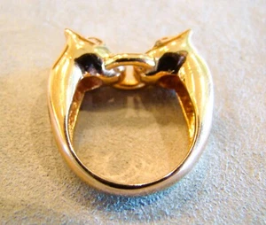 Vintage Bronze Enamel Milor Itlay Cat Leaopard Ocelot Ring size 6.5 - Picture 1 of 11