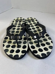 Coach New York Sandals Women's Shoes Size 7/8 Polka Dots Black Thongs Flip Flops - Picture 1 of 8