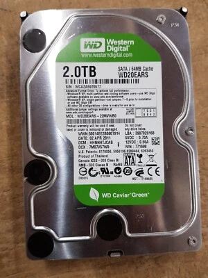 Western Digital WD20EAXS 2TB Internal 5400 RPM 3.5" SATA HDD CCTV DVR iMAC PC - Image 1 of 2