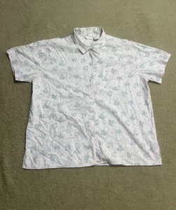 Bobbie Brooks Damen Gr. XL Hemd mit Knopfleiste Blumen Narzisse Gänseblümchen rosa/blau - Bild 1 von 7