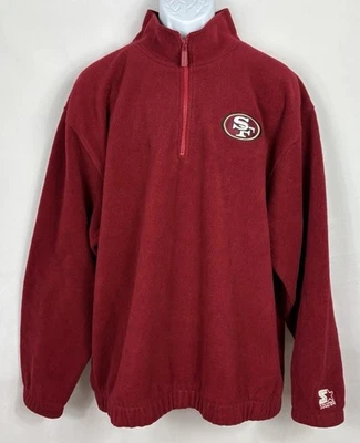 复古 Starter San Francisco 49ers Quarter 拉链羊毛套衫男式 XL 码 — 第 1/4 张图片