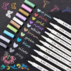 Pennarelli Metallici 10 Colori Assortiti per Carta, Legno, Plastica, Vetro, Cera - Foto 1 di 8