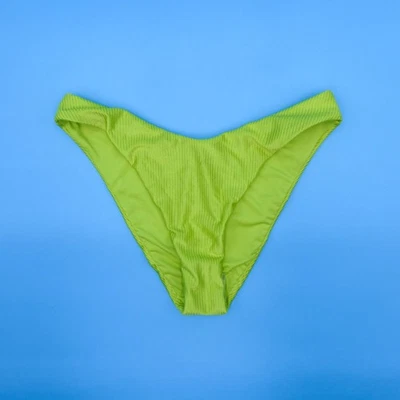 Victorias Secret Medium Green Ribbed High Waist Deep Cut Brazilian Bikini Bottom - Image 1 of 4