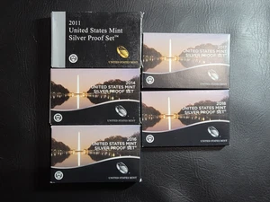 Lot of Five Silver Proof Sets 2011, 2014, 2016, 2017 & 2018 with Boxes/Coas - Picture 1 of 2