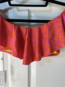 Trina Turk Monaco Off-The-Shoulder Bandeau Bikini Top $108 Size 6 NWT Pink/orang - Picture 1 of 7