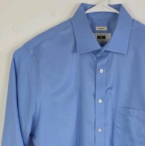 Joseph Abboud blaues langärmliges bügelfreies geknöpftes Herrenhemd Größe 17 32/33 - Bild 1 von 11