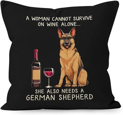 Divertida funda de almohada de lino para perro pastor alemán perro mamá amante Foto 1 de 4