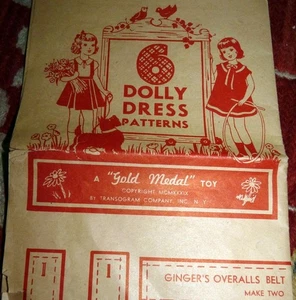 *PATRÓN DE COSTURA DE ROPA DE MUÑECA RARA DE COLECCIÓN AÑOS 30 - Imagen 1 de 3