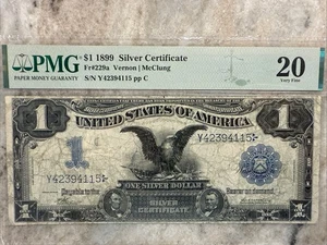 Key Date 1899 $1 Black Eagle Silver Certificate Fr. 229a (Vernon/McClung) PMG20 - Picture 1 of 8