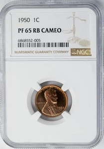 1950 Lincoln Cent 1c PF65 PR65 RB Cameo NGC 949257-3 - Picture 1 of 4