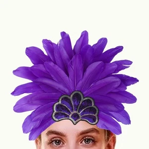 Indian Hat Feather Headdress Headband for Halloween Dance Show Fancy Dress Party - Picture 1 of 31