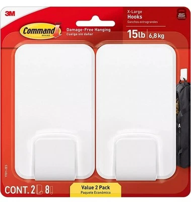 Command 15 Lb XL Heavyweight Wall Hook, Damage Free Hanging With Adhesive - Image 1 of 4